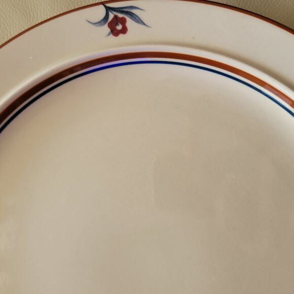 Vintage Cellar Dinner Plates Perimeter Rust Navy White made for Macy's Set of 3 - Picture 7 of 8